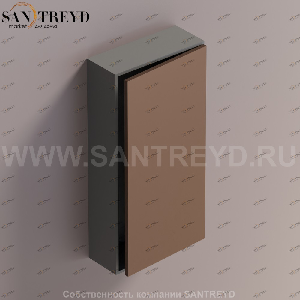 LIFT Модульный шкаф 80 см с правой дверью на доводчиках. Модули могут располагаться горизонтально и вертикально. Отделка: темно-серая краска и темная бронза. AMOB052BRLGDX Agape