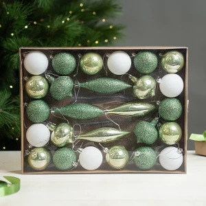 Набор елочных шаров KREAFORTA зеленый с блестками 26 шт 89420529