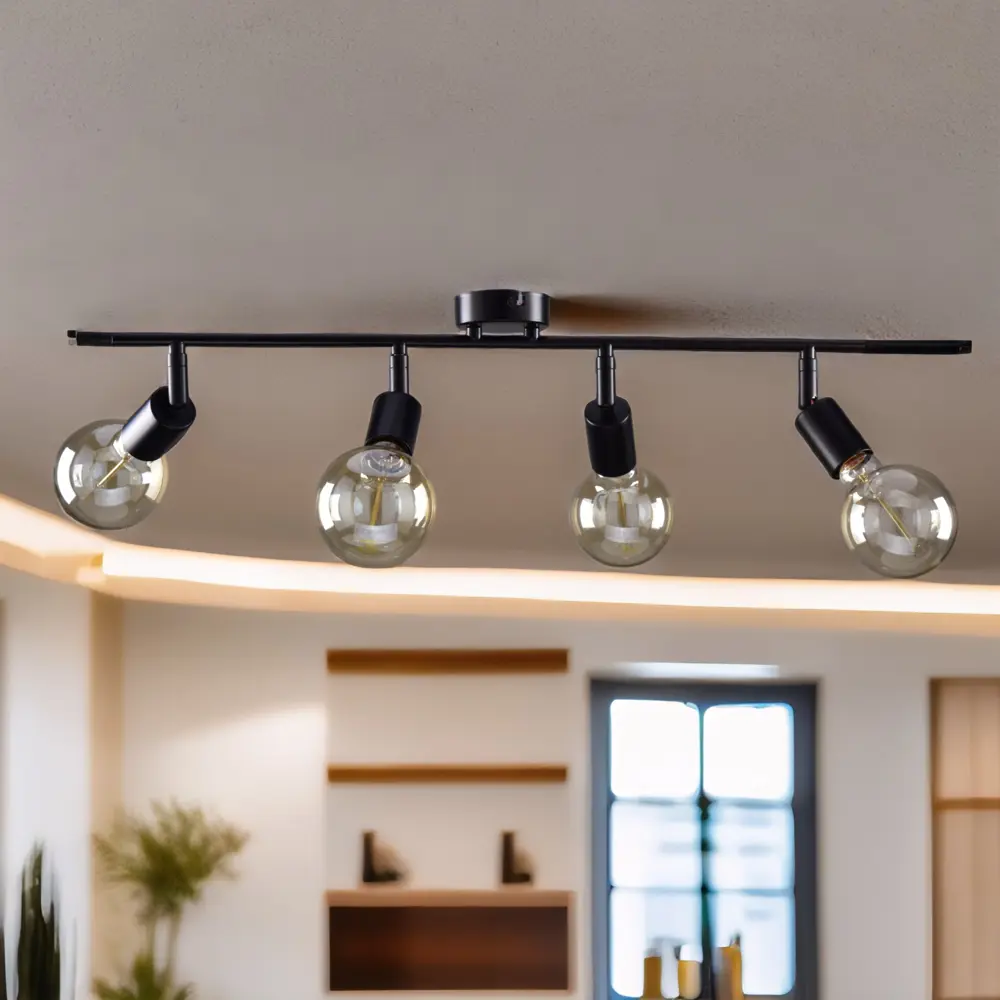 Люстра потолочная Реал КС30464 4 лампы 12 м² цвет черный КЛЮЧНИК STLM-2079696 - Вид №8