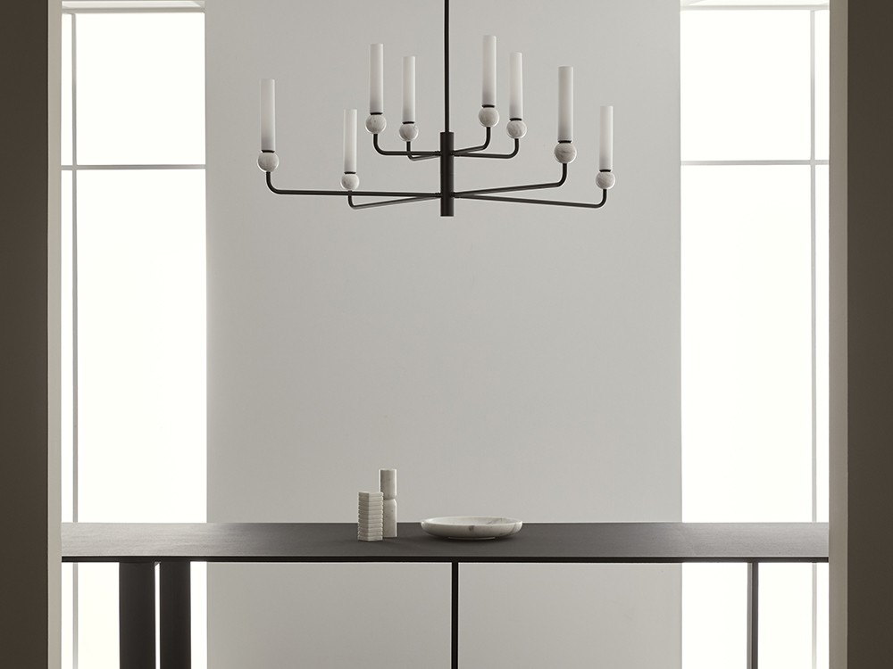 100987 Люстра 8L черная - белый мрамор Aromas del Campo Delie 