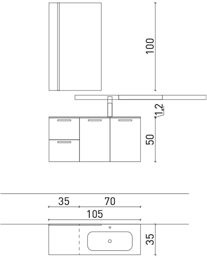 Archeda Тумба под умывальник одинарная настенная, лакированная Light sun-id-1494599 - Вид №4