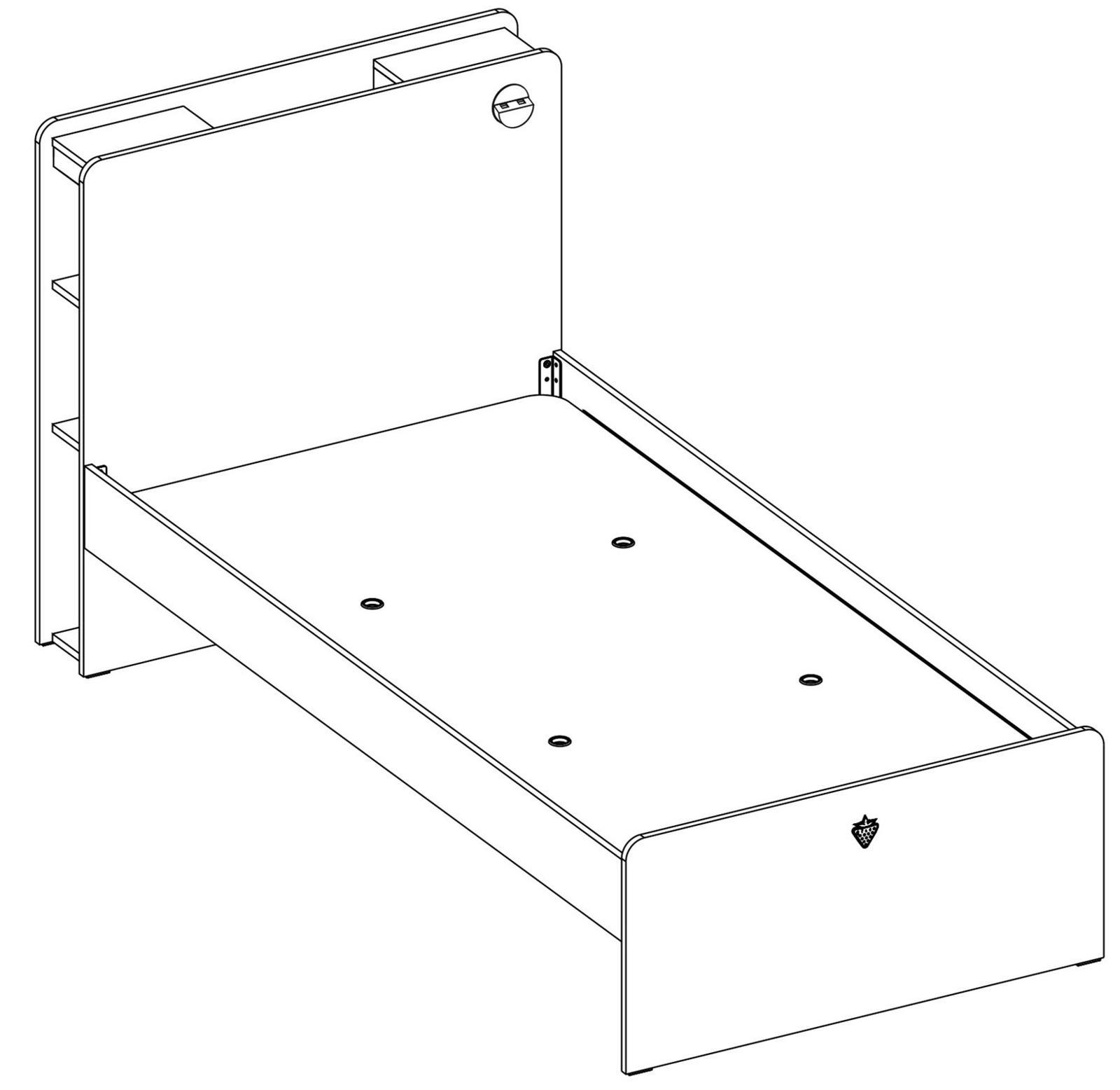 Кровать белая односпальная 100х200 см с полками White CILEK WHITE 00-3832313 Белый Santreyd  - Вид №3