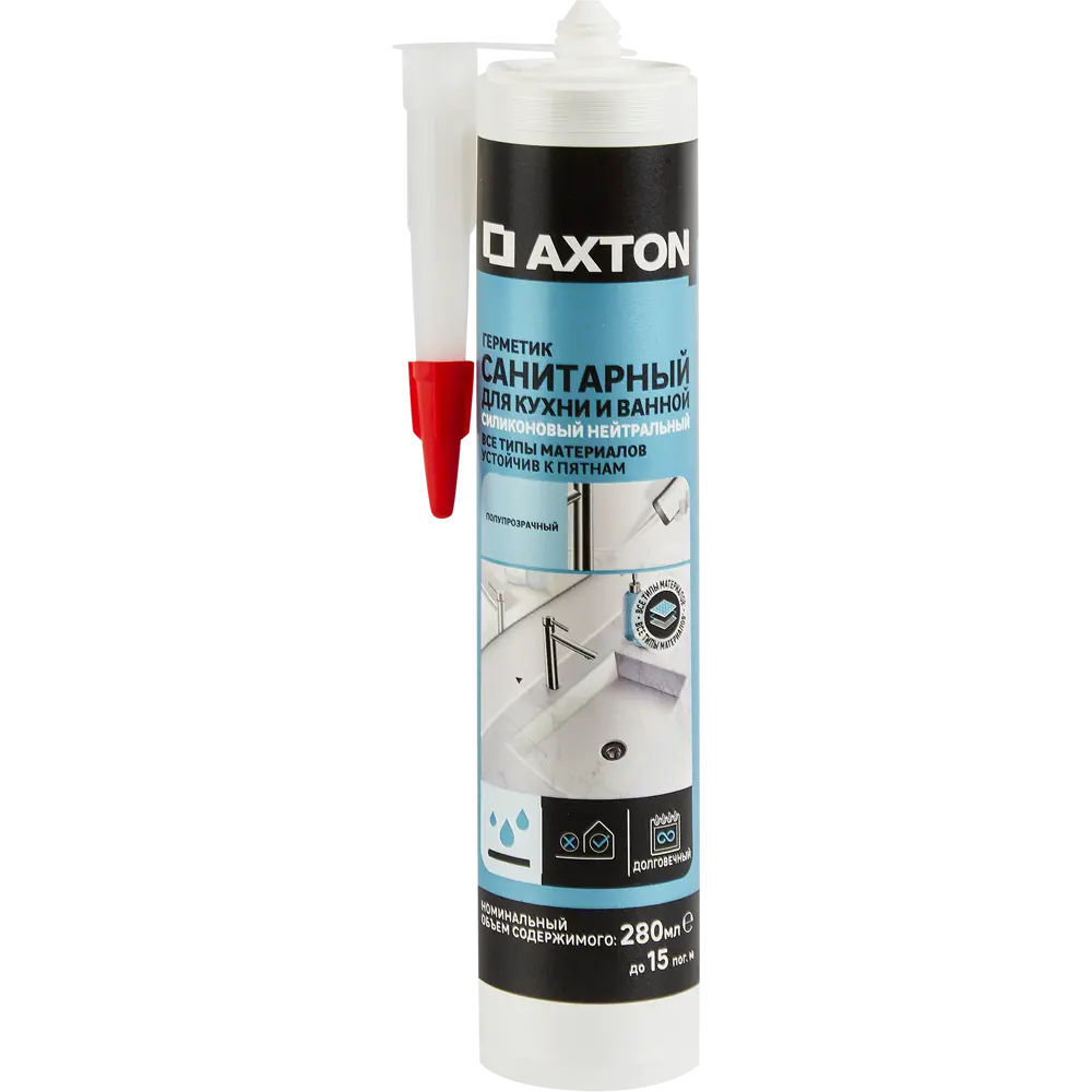 Силиконовый герметик Axton прозрачный для строительных работ 280 мл 86255262 STLM-0067339 - Вид №1