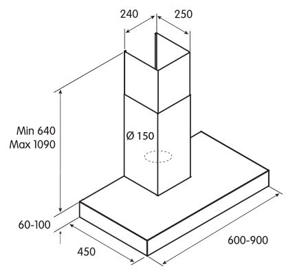 1106561 Вытяжка каминная Jetair POLA P 90 INX серебристый STDN-0116475 - Вид №1