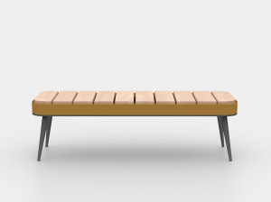 Стальная и деревянная скамья без спинки