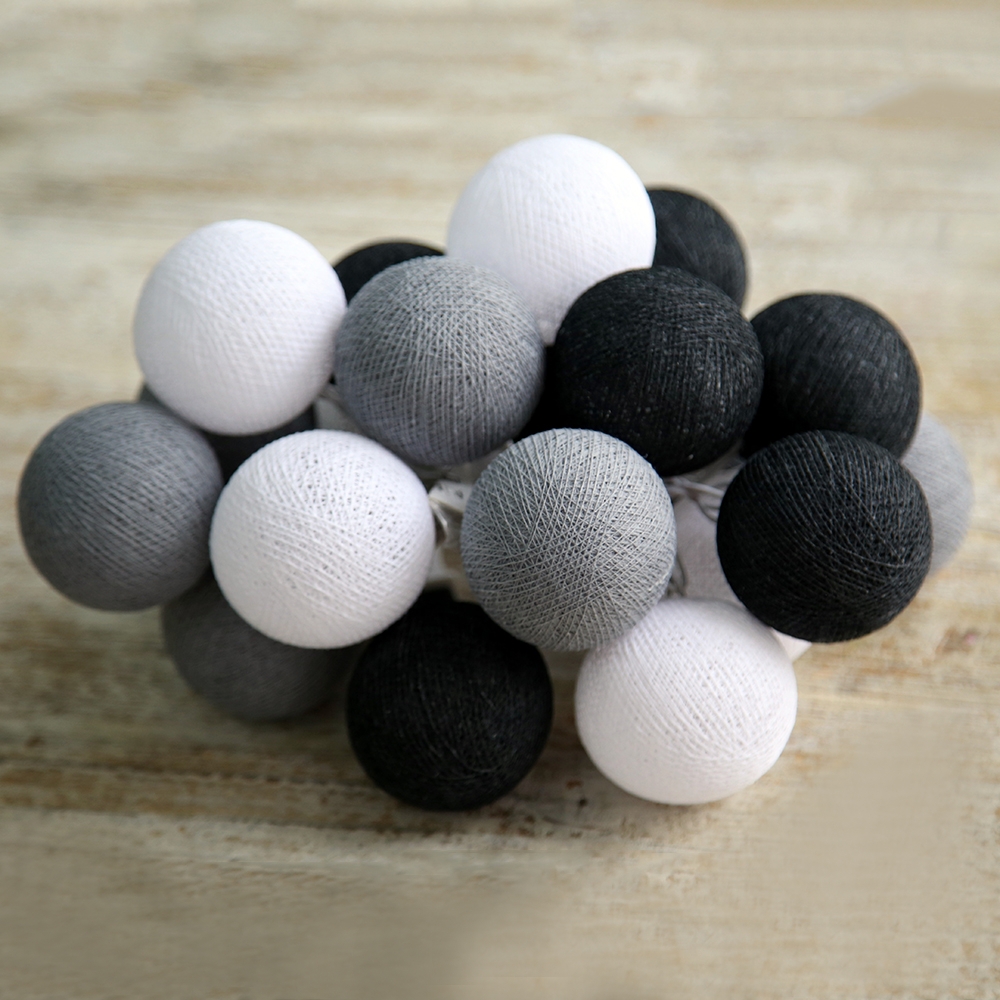 Гирлянда из хлопковых шариков от сети на 20 лампочек смоки грей Lares&Penates 1733G - Вид №2