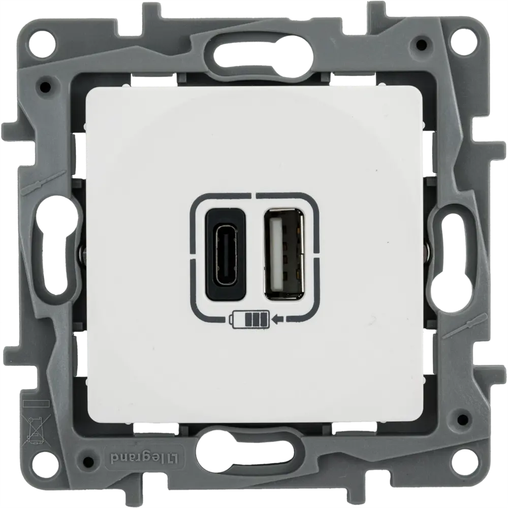 Зарядное устройство USB тип А / тип С - Legrand Etika - 3000мА 15Вт - белый STLM-2044735
