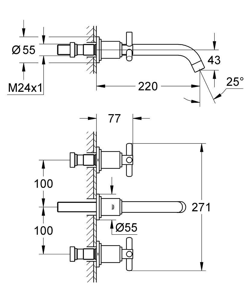 20387000 Внешняя часть смесителя для раковины Grohe Atrio хром - Вид №1