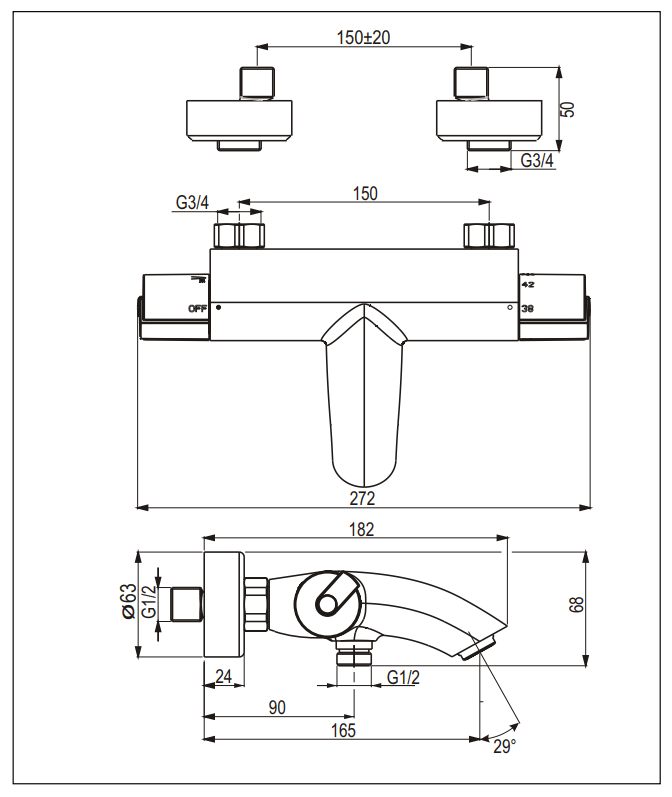 Термостат для ванны с удшем Kaja Style 34450-С 34450С - Вид №1