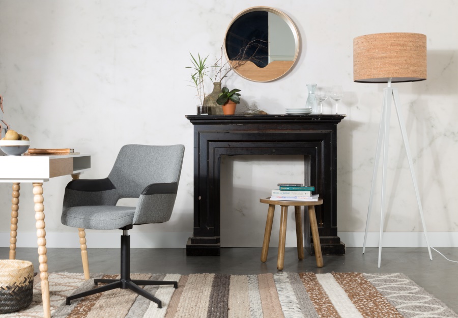 Лампа напольная Tripod Cork, бежевая с черными ножками Zuiver 5100050 - Вид №4