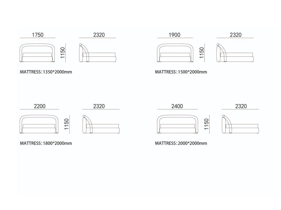 Двуспальная кровать из ткани с мягким изголовьем HC28 maison Loing ARCH-00146508 - Вид №2