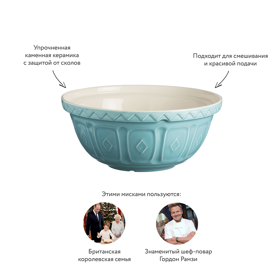 2001.944 Миска для смешивания colour mix, D24 см, 2 л, бирюзовая Mason Cash  - Вид №8