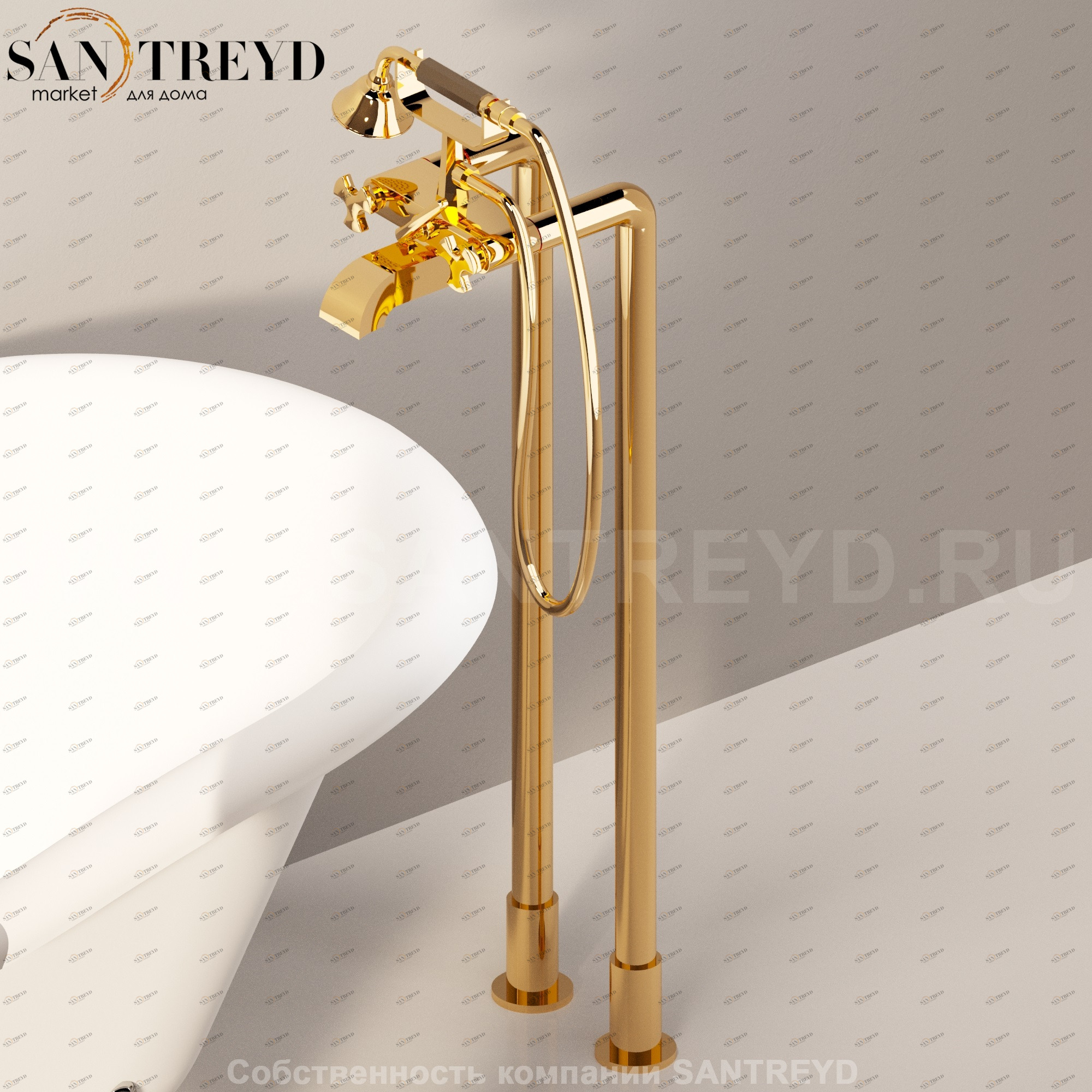Flaminia EVERGREEN Напольный смеситель для ванны золотой EG700.GOLD Ceramica Flaminia EG700GOLD