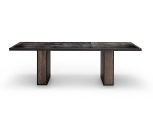 Прямоугольный обеденный стол из дерева и стекла