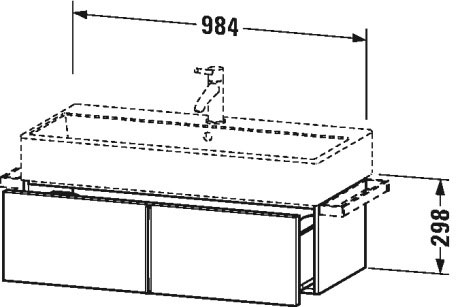 VA612802121 Тумбочка подвесная Vero Air #VA6128 984 x 431 мм Орех темный декор Duravit - Вид №1