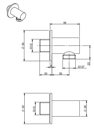 Набор для душа из латуни с насадкой для душа Rubinetterie Treemme Up+ ARCH-00057275 - Вид №4