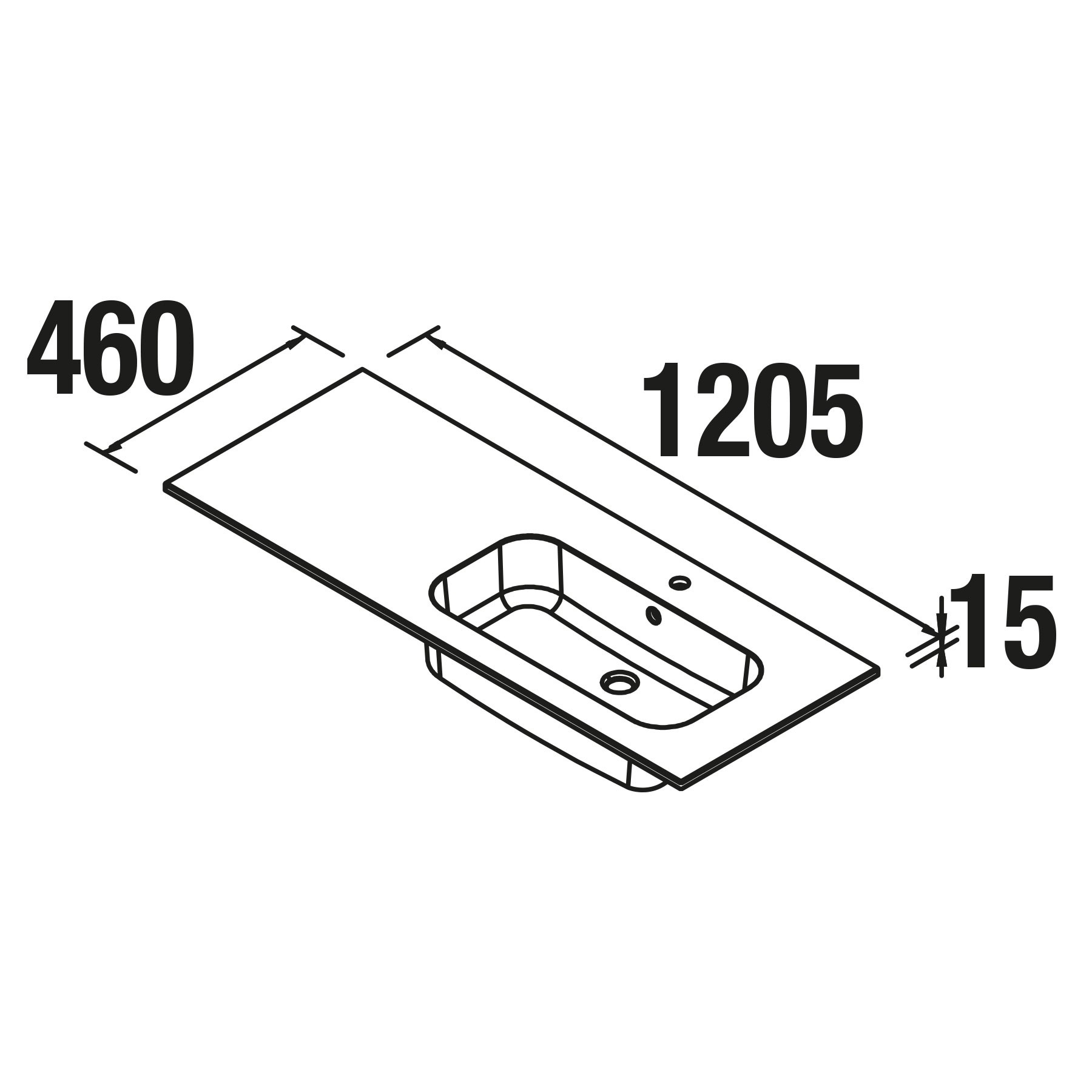 18683 SALGAR Раковина SOFIA 1205 Тумба слева MINERALMARMO 1205 x 15 x 460 мм - Вид №1