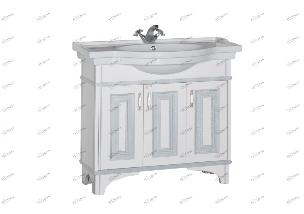 Тумба с раковиной Aquanet Валенса 100 белый краколет/серебро 0018014700172465