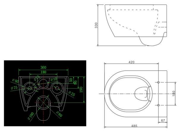 CT-2038 Подвесной унитаз безободковый SSWW CT  - Вид №2