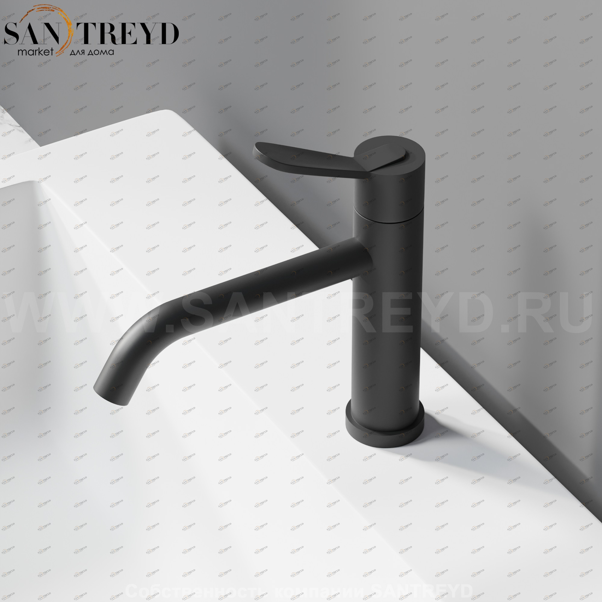 Смеситель AFEZ001E FEZ 2 для раковины черный матовый Agape