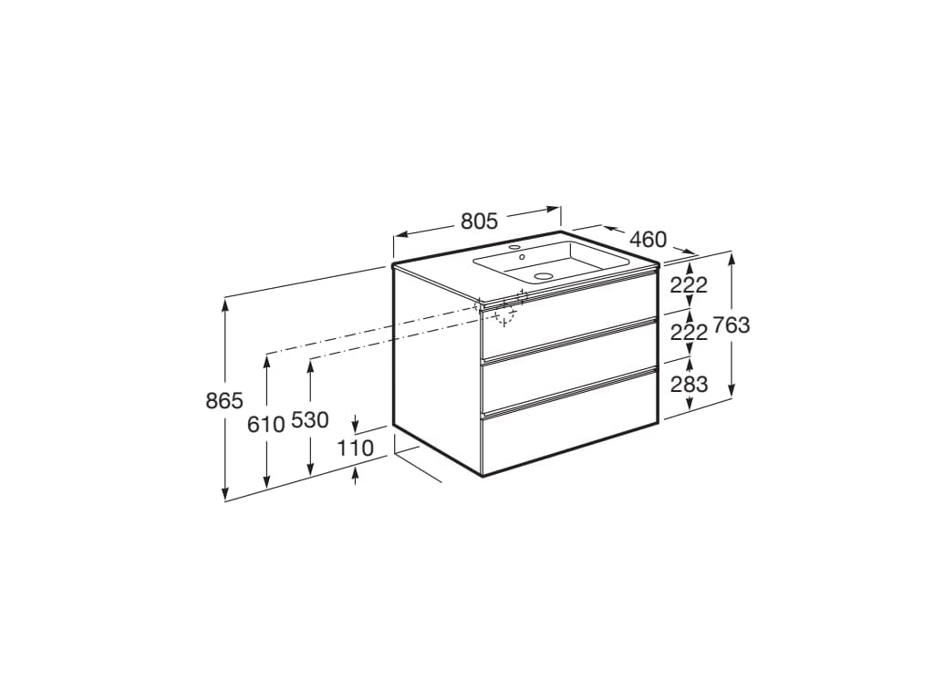 Деревянный подвесной шкаф для умывальника со встроенной раковиной с ящиками Roca The Gap ARCH-00072034 - Вид №89