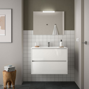 85040 SALGAR Комплект мебели для ванной NOJA 800 WHITE GLOSS LACQUERED + Раковина + Зеркало + Свет Глянцевый белый