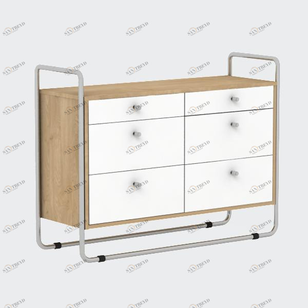 Комод с 6 ящиками белый Bauhaus WOODI  00-3965951 Бежевый;белый 