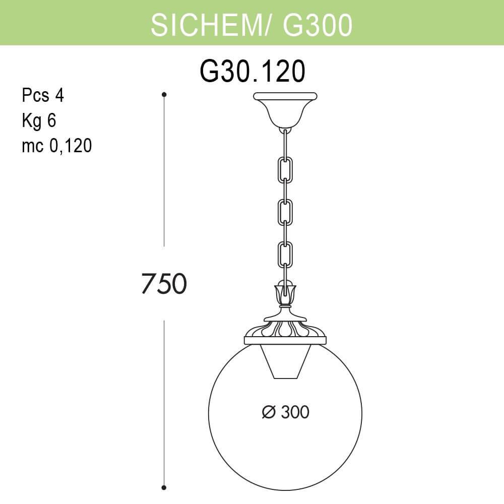 Уличный подвесной светильник Fumagalli Sichem/G300 G30.120.000.AYE27 FUMAGALLI SICHEM, G300 190504 Черный  - Вид №1