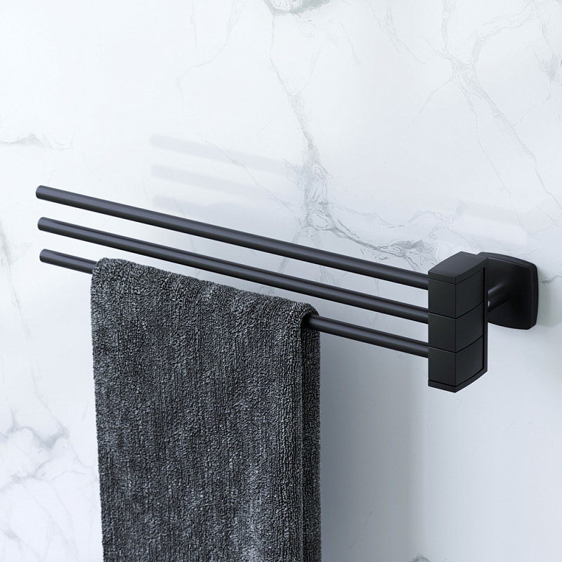 A9032722 Тройная вешалка-вертушка для полотенец черная AM.PM Gem - Вид №1