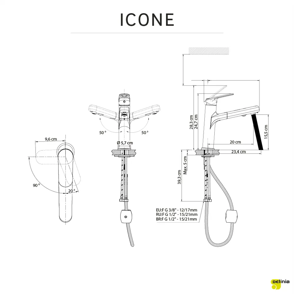 Кухонный смеситель DELINIA Icone чёрный матовый с аэратором 85317109 STLM-0871840 - Вид №9