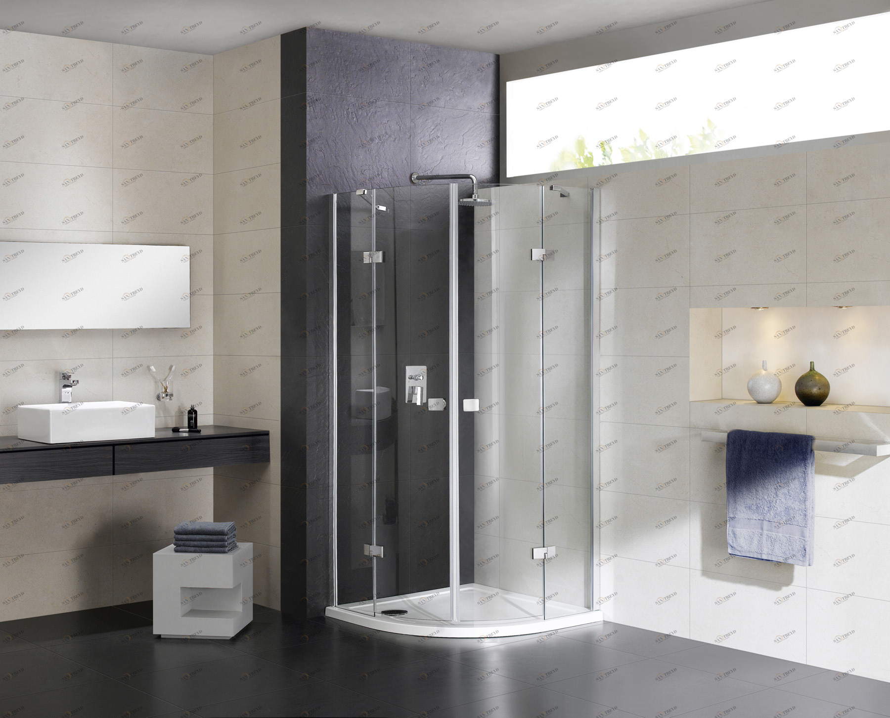 Душевой уголок CEZARES CRYSTAL-S-R-2-90-C-Cr