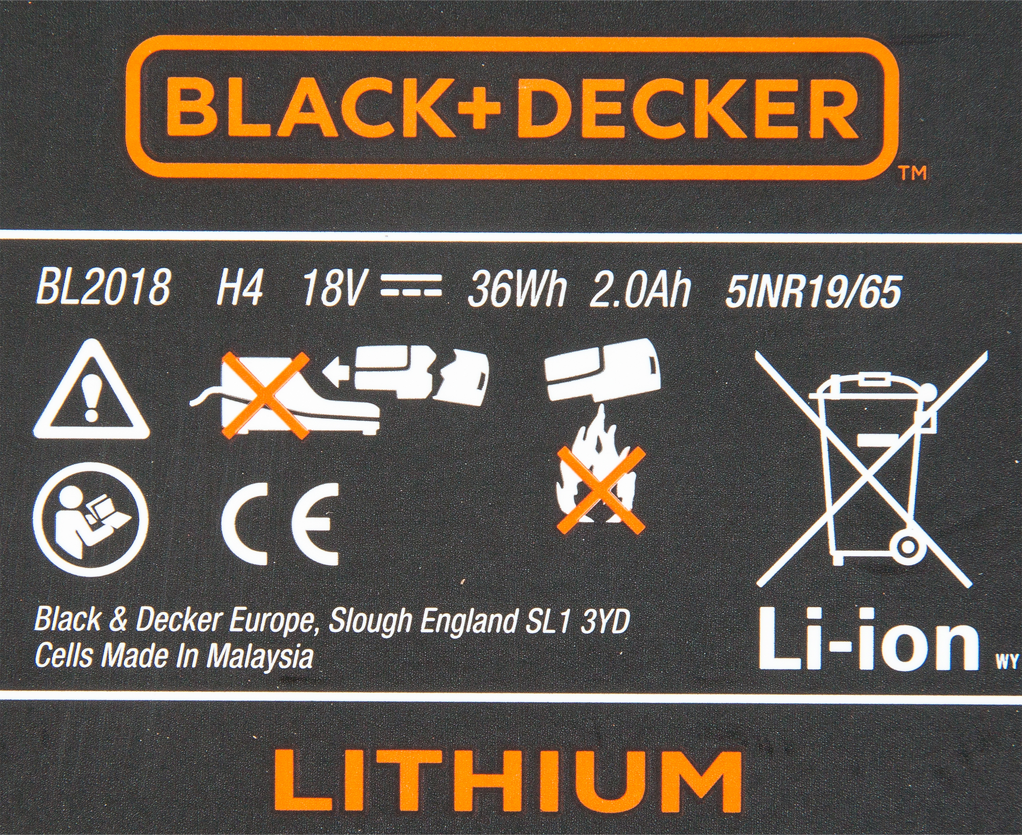 18604131 Аккумулятор Black&Decker, 2 Ач, 18 В универсальный STLM-0011622 BLACK + DECKER  - Вид №2