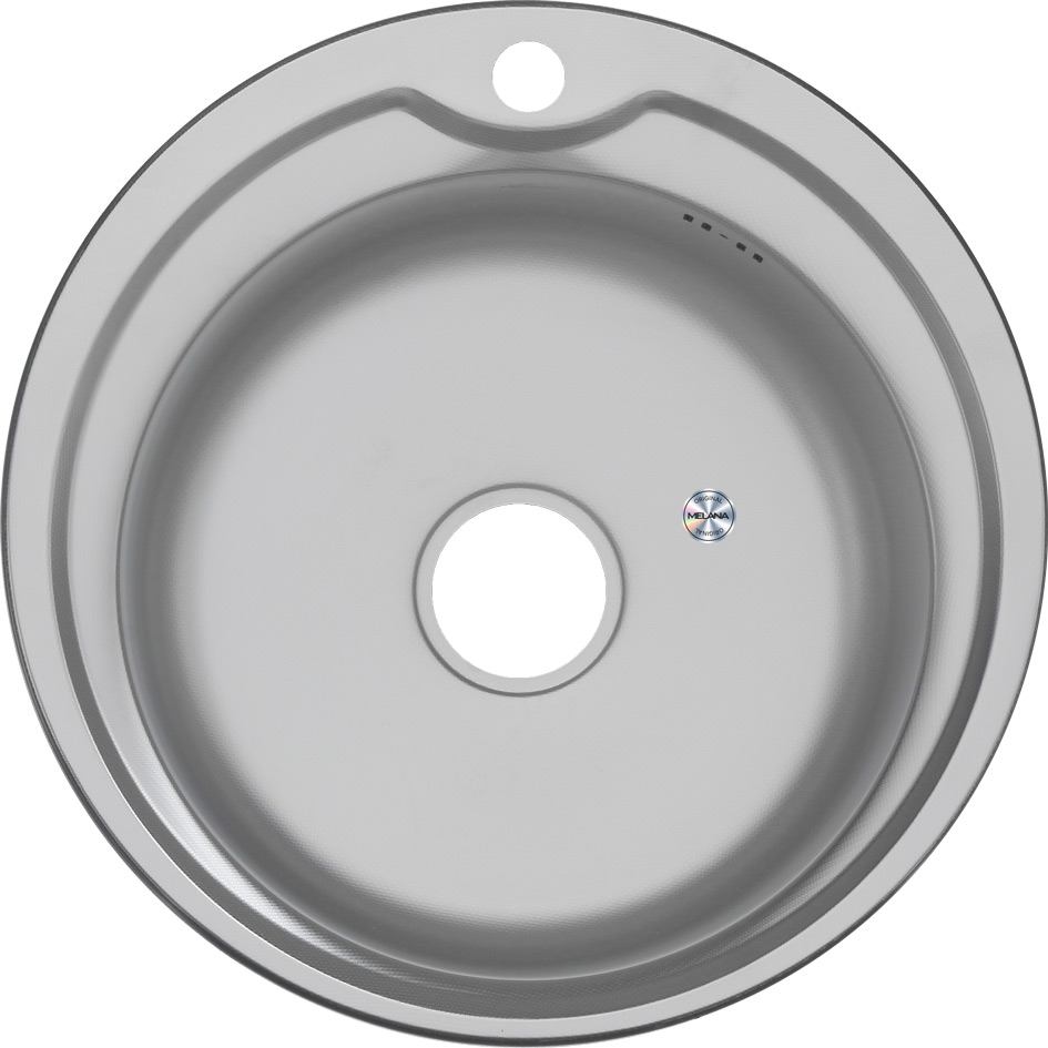 Мойка 510 MELANA 0,8/180 ДЕКОР врезная круглая с сифоном (101D t *12) 101D t (*12) - Вид №1
