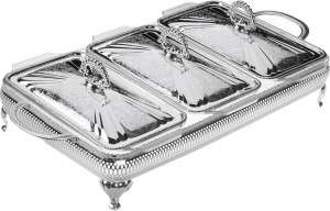 10611724 Queen Anne Мармит прямоугольный с крышкой Queen Anne 53х28см, сталь, посеребрение Сталь нержавеющая с посеребрением, стекло