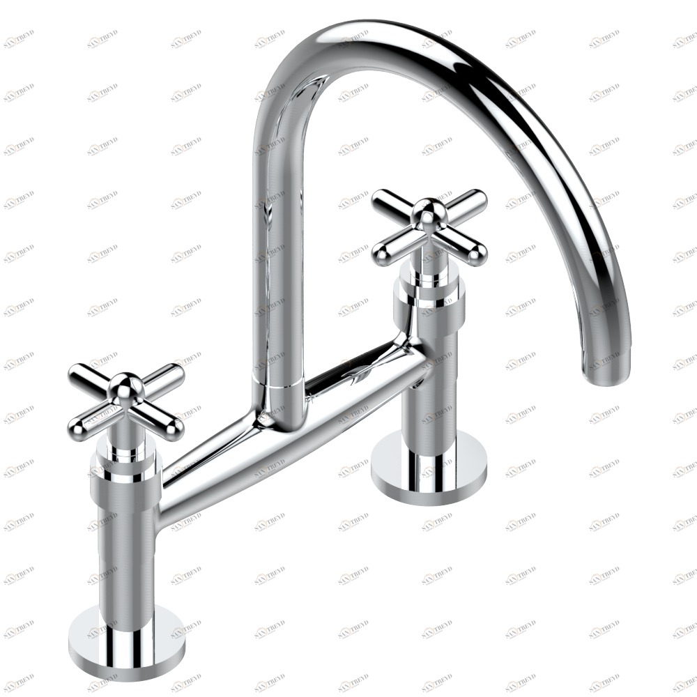 G98-159 Смеситель для кухонной мойки на два отверстия - 200 мм между центрами Thg-paris Primo cuisine Хром G98 159  A02 CAT.A