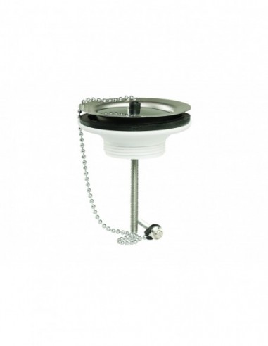 701100 000 00  Пробка и цепной стопор для мойки Д. 60 мм, зажим 0/70 мм, NF, нержавеющая сталь Valentin Сталь  - Вид №1