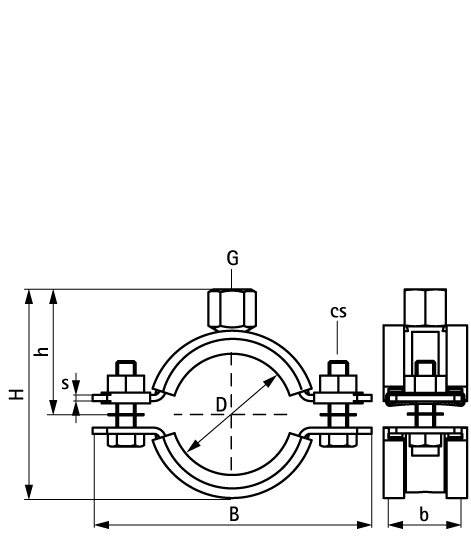 33148116 BIS Хомуты для высоких нагрузок с вкладышем EPDM HD1501 (M8/10, M10/12) (BUP1000) для всех видов труб walraven  - Вид №1