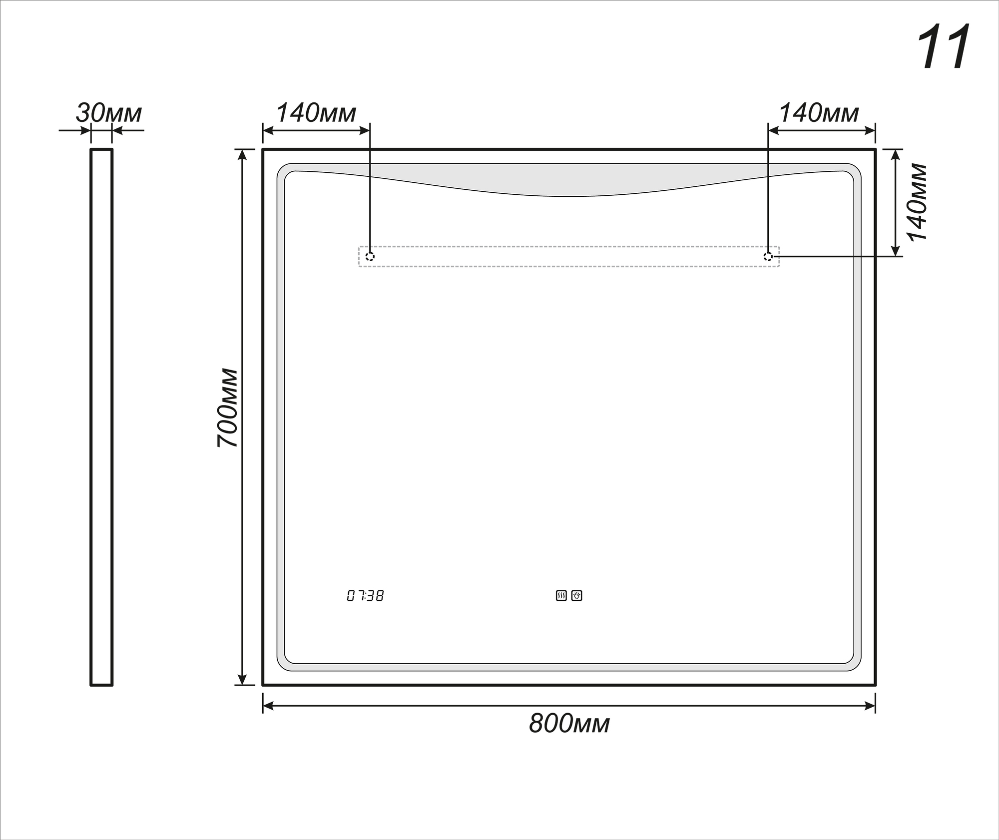 Зеркало Eva Luxe 10001000⨉40⨉700 мм хром VIGO sun-id-665347 - Вид №2
