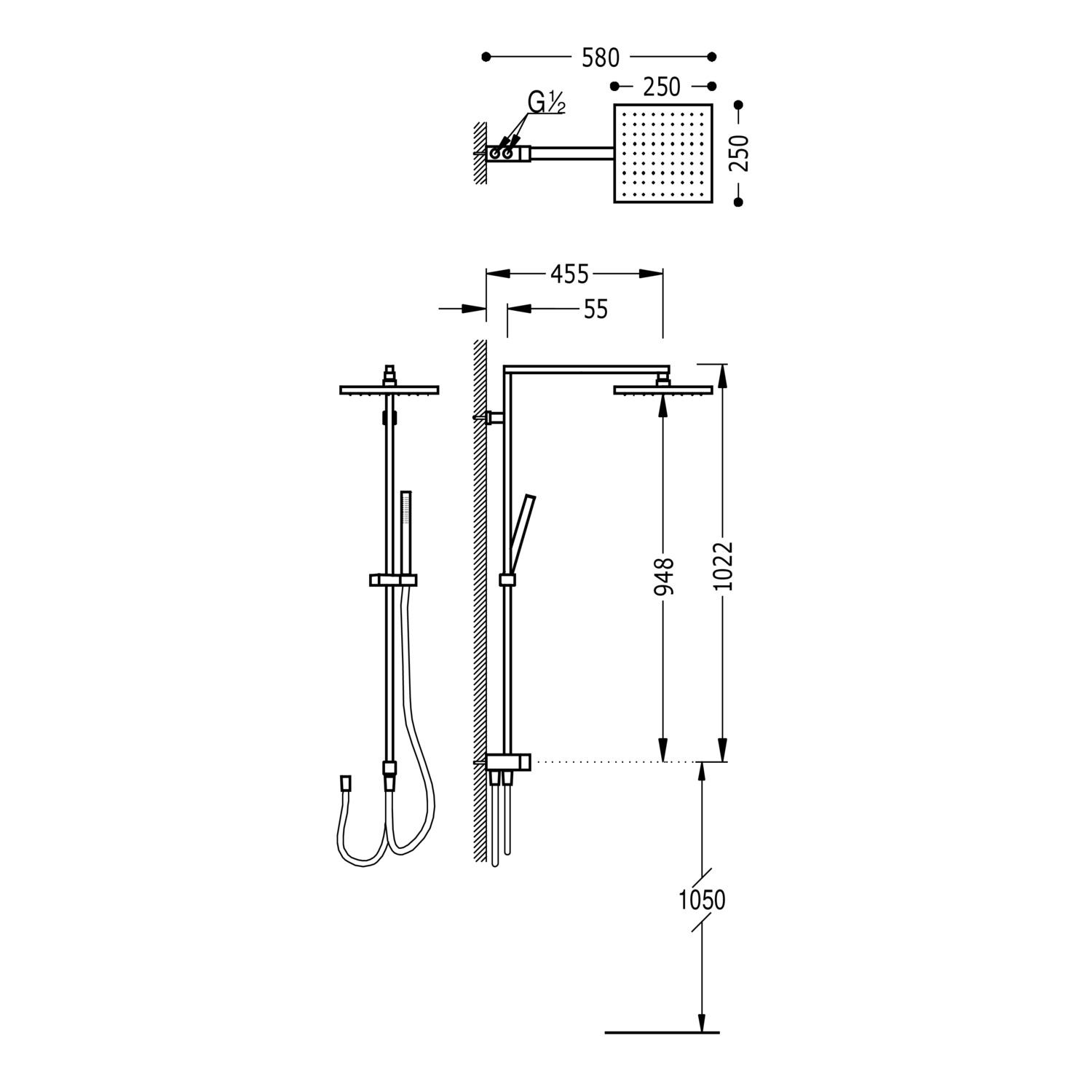 Душевой набор, настраиваемый на любой тип крана-107476 TRES Showers - Вид №1