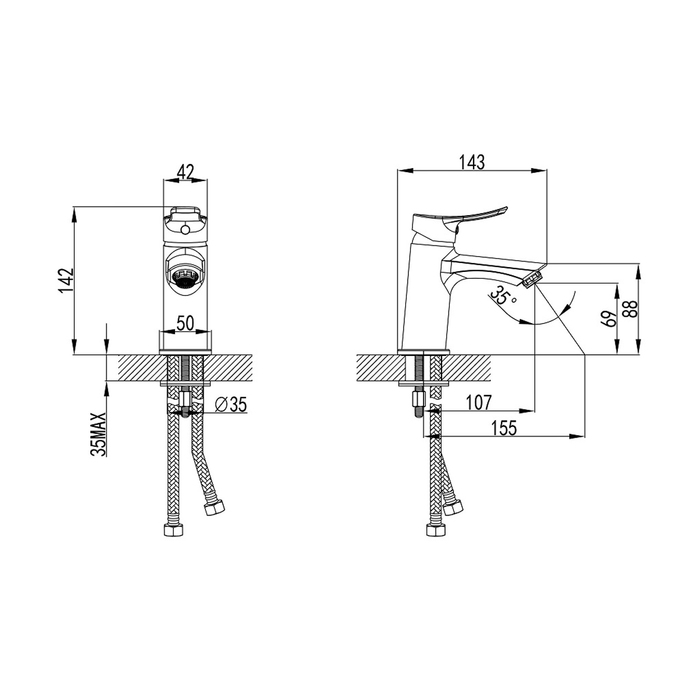 AMPSB00M01 Смеситель для умывальника * Milardo Ample  - Вид №2
