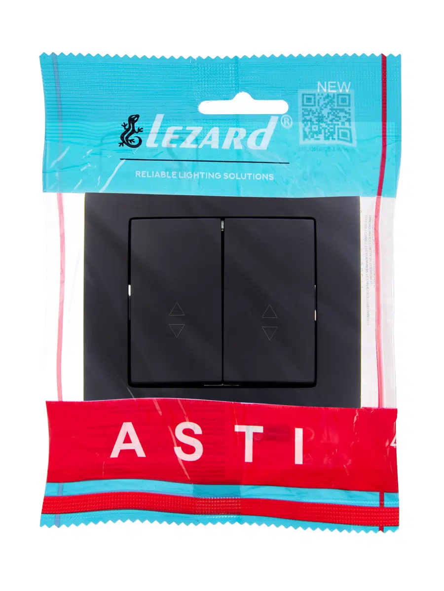 ASTI Выключатель проходной двойной чёрный бархат LEZARD 7081-4242-106 - Вид №3