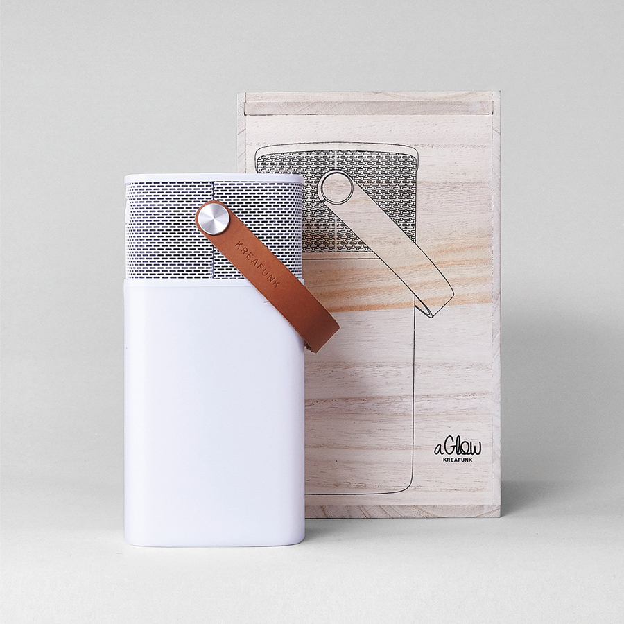 Колонка беспроводная с подсветкой aGLOW белая KREAFUNK KFHS01 - Вид №4