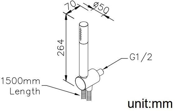 JUSTIME Настенный ручной душ с гибкой Lucky 7 6777-dc-85ma - Вид №1