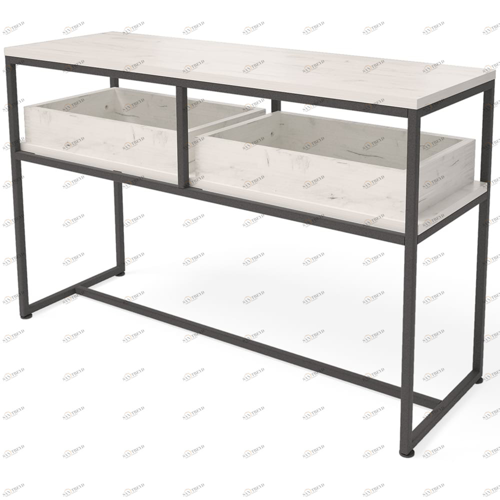 Консоль с ящиками беленый дуб 120 см "Лофт" ТС-1 light B MILLWOOD RAW 134444 Белый 