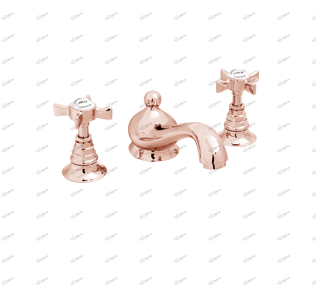 Gentry Home Смеситель для раковины Style на три отверстия с всплывающей пастой Ascot Розовое золото GH100422 