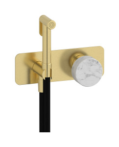 Внешние части гигенического душа со смесителем. WE ARE IB mr706is_1 Brushed Pale Gold Marmo