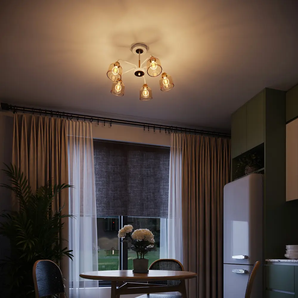 Люстра подвесная Альфа 6, 5 ламп, 40 м², цвет шампань De Markt STLM-2174348 - Вид №10