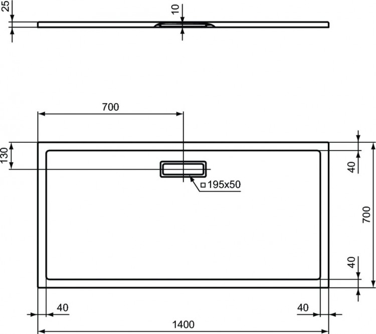 T4477V1 Душевой поддон 1400x700x25 мм Ideal Standard ULTRAFLAT NEW  - Вид №4