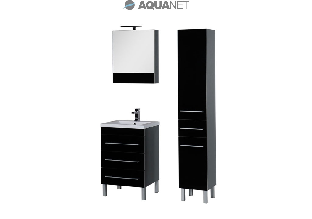 Комплект мебели Aquanet Верона 58 черный (напольный 3 ящика) 00178537 - Вид №1