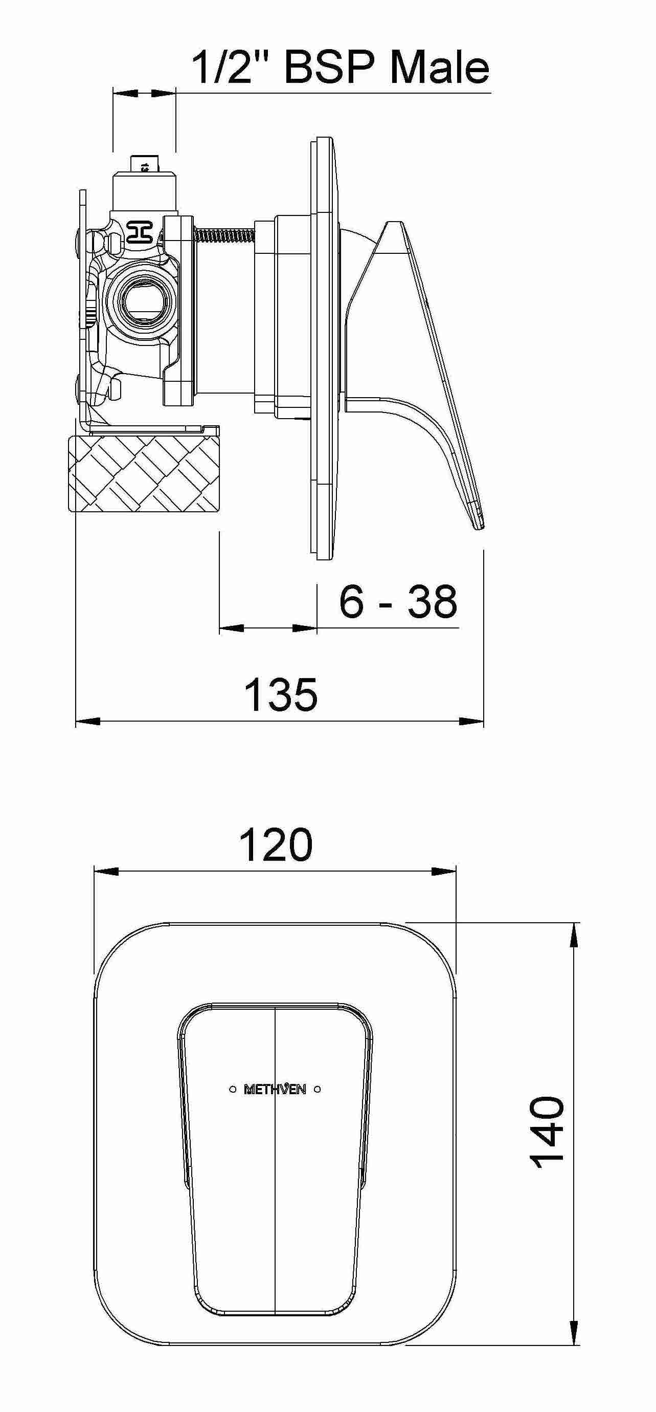 WAAPS2CP Смеситель для душа Waipori с Fastflow II Methven Хром  - Вид №1